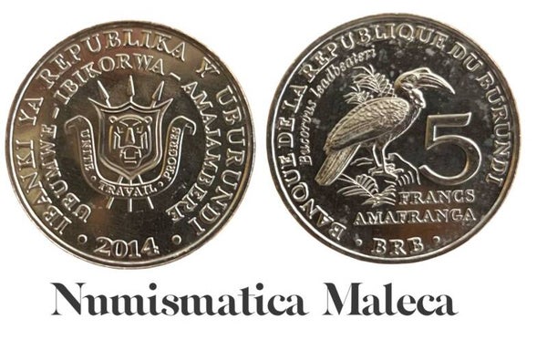 Burundi 5 Francs 2014, Km29 Unc