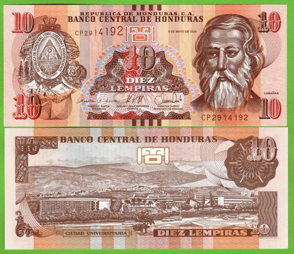 Honduras 10 Lempiras 2024, P-99f Radar 2914192 Unc