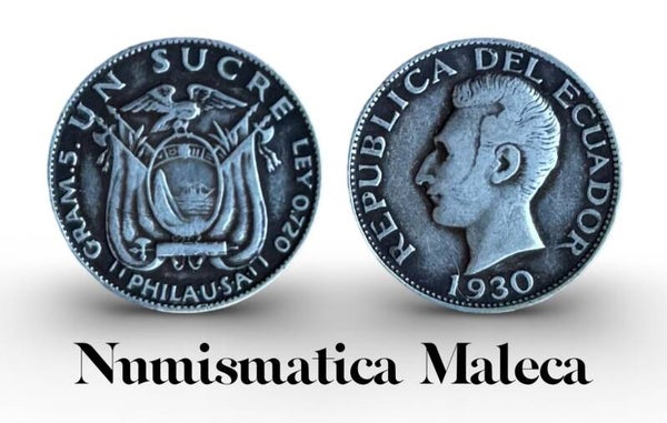 Ecuador 1 sucre 1930, Km72 Vf Plata