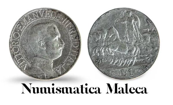 Italia 1 Lira 1913, Km45 XF Plata