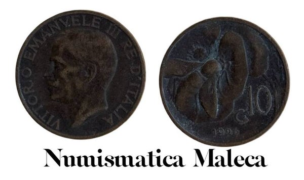 Italia 10 Centesimos 1926, Km60 Circ