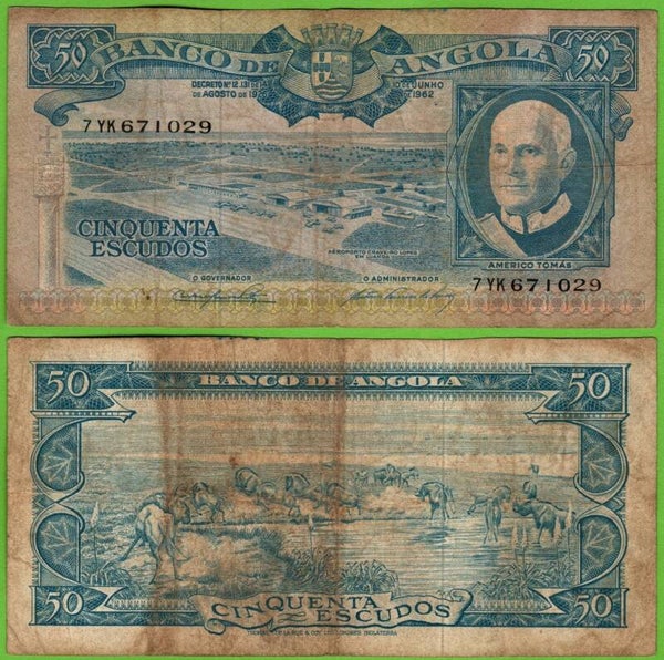 Angola 50 Escudos 1962, P-93a VF