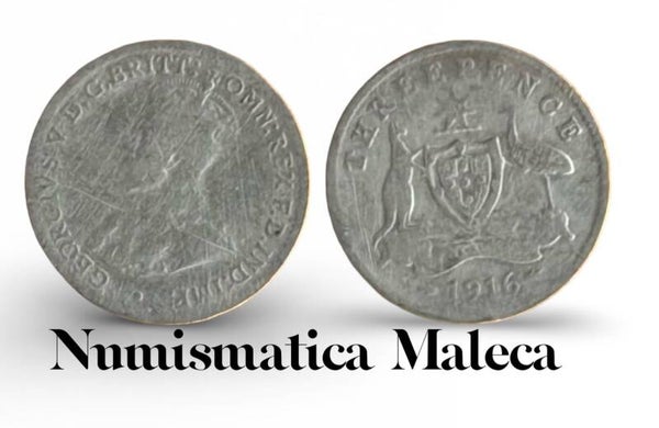 Australia 3 Pence 1916, Km24 Plata