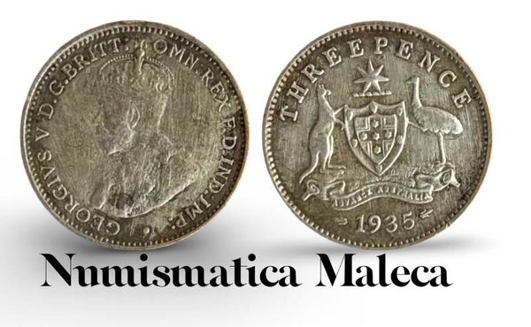 Australia 3 Pence 1935, Km24 Plata