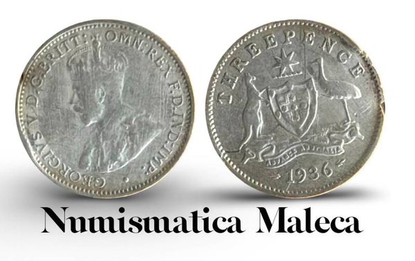 Australia 3 Pence 1936, Km24 Plata