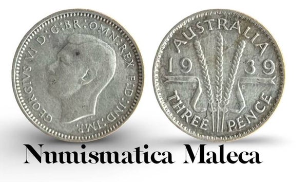Australia 3 Pence  1939, Km37 Plata