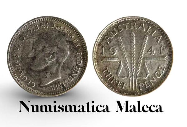 Australia 3 Pence 1941, Km37 Plata