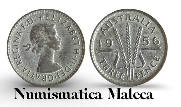 Australia 3 Pence 1956, Km57 Plata