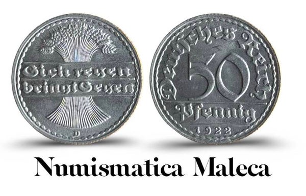 Alemania Weimer 50 Pfenning 1922, Km27