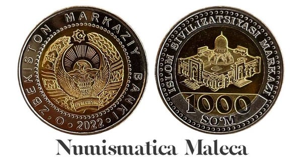 Uzbequistan 1000 Som 2022, Bimetalica Unc