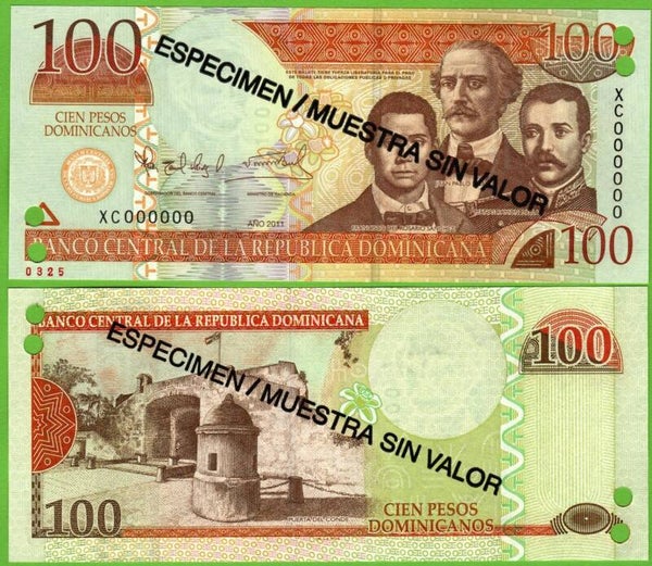 Republica Dominicana 100 pesos 2011, P-184s  Especimen