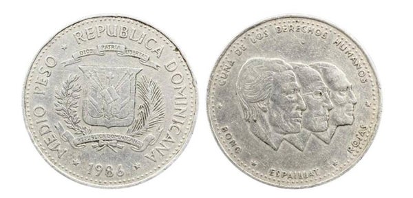 Rrepublica Dominica 1/2 peso 1986 (caribe )