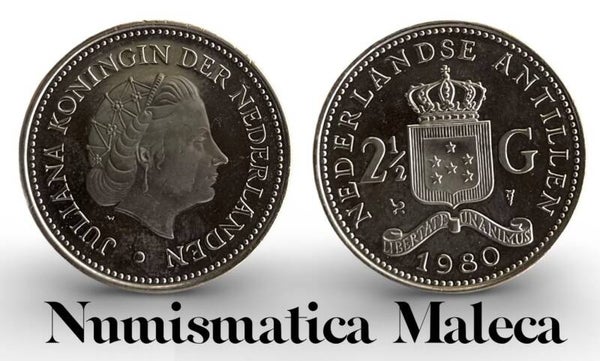 Antillas Holandesa 2 1/2 Gulden 1980, Km19 Aunc