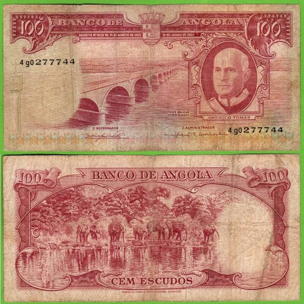Angola 100 Escudos 1962, P-94a.1 Fina