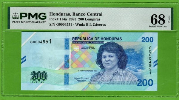 Honduras 200 Lempiras 2023, P-114a Unc PMG68