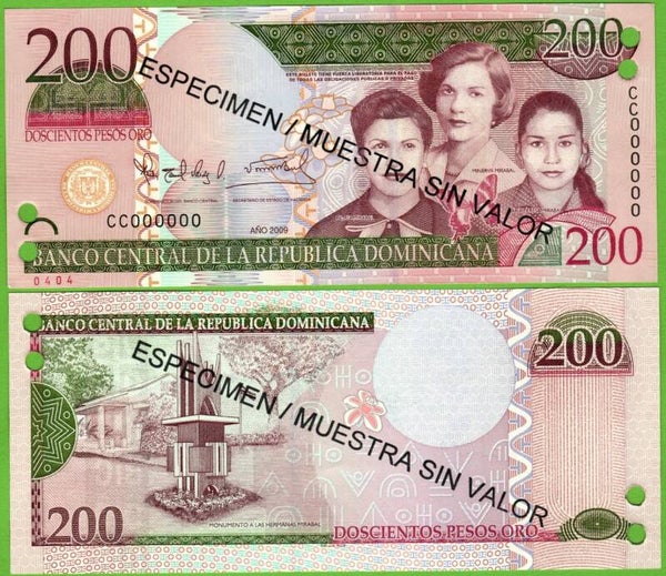 Republica Dominicana 200 pesos 2009, P-178s Specimen Unc