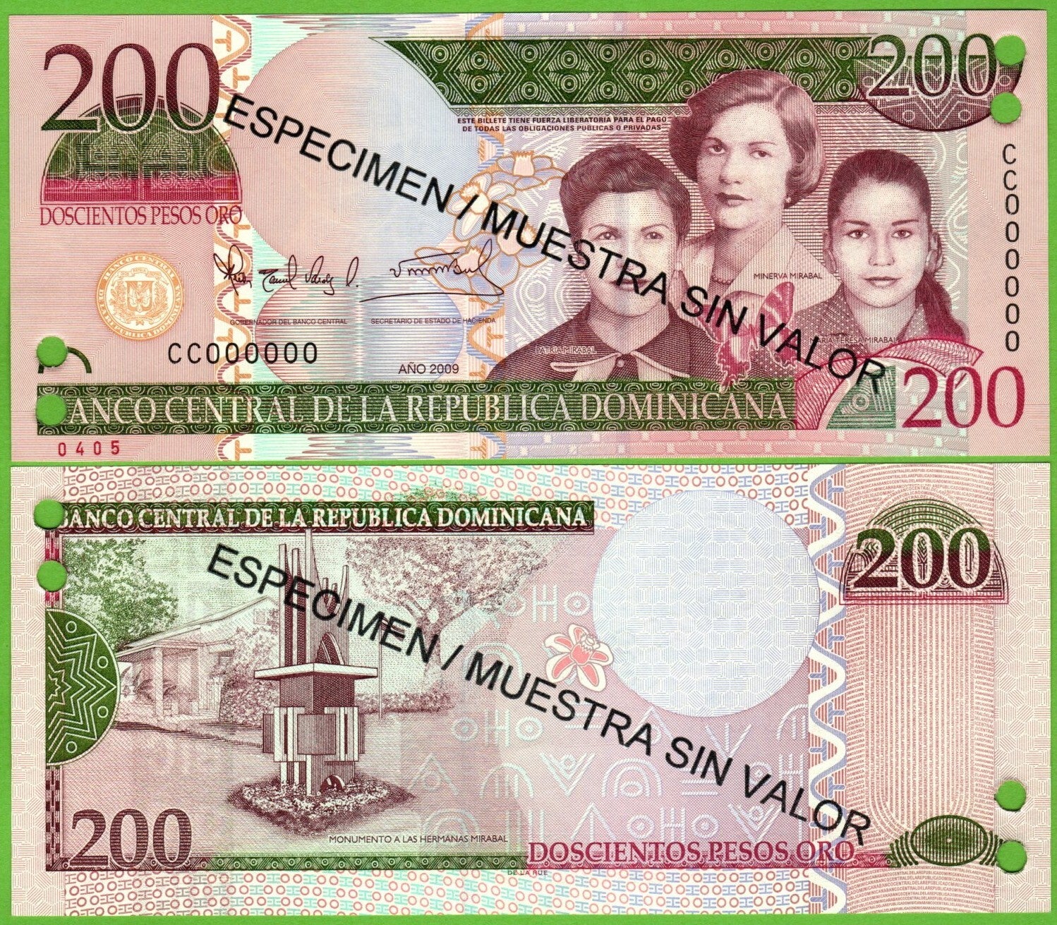 Republica Dominicana 200 pesos 2009, P-178s Specimen Unc