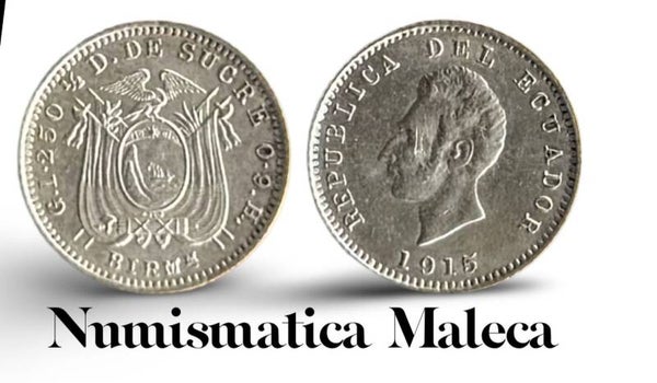 Ecuador 1/2 Decimo 1915, Km15 XF Plata