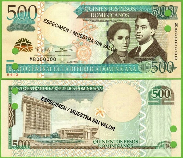Republica Dominicana 500 pesos 2013, P-186s  Especimen