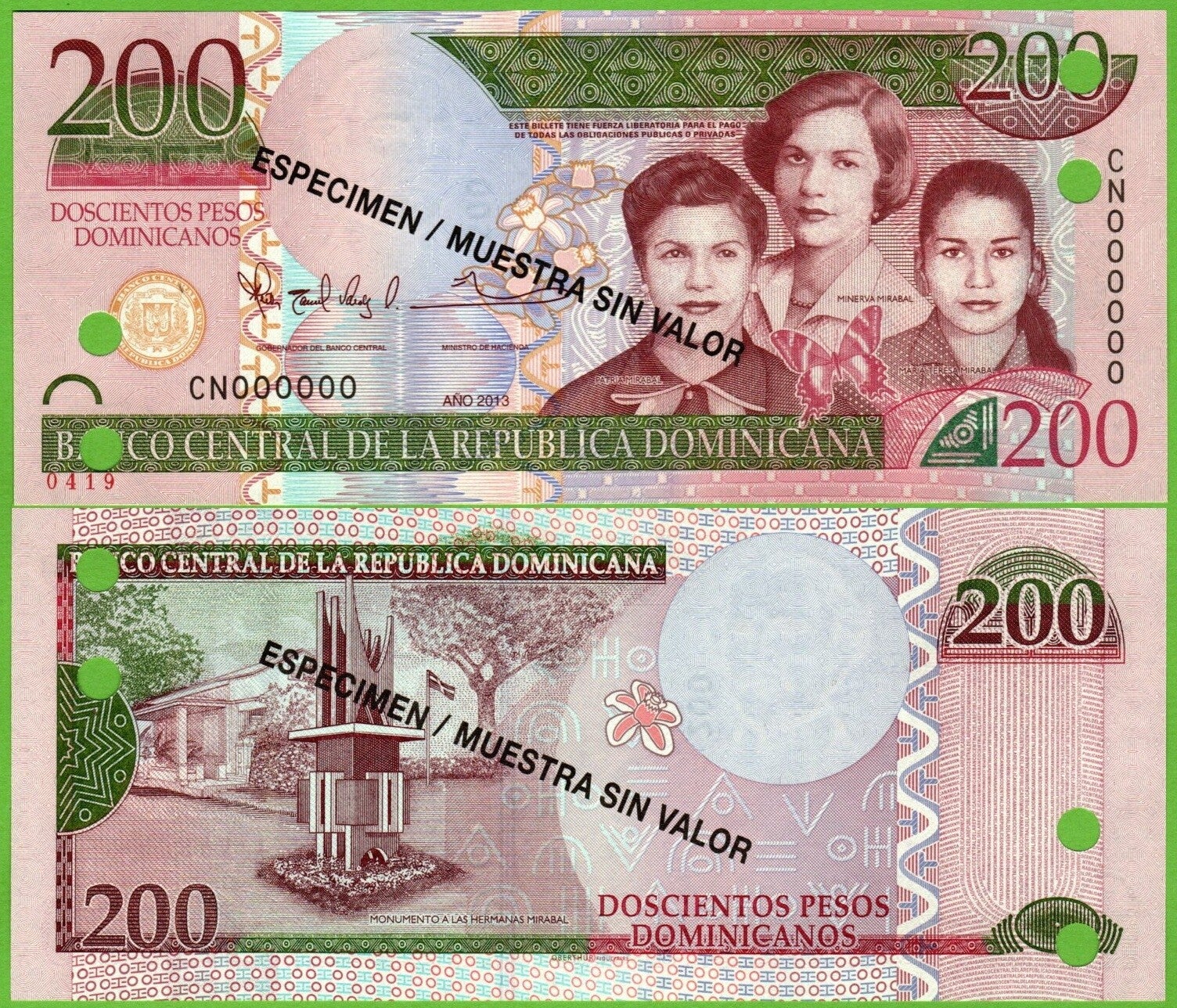 Republica Dominicana 200 pesos 2013,  P-185s Specimen Unc