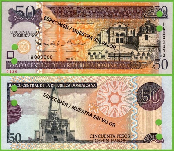 Republica Dominicana 50 Pesos 2013, P-183c Specimen Unc