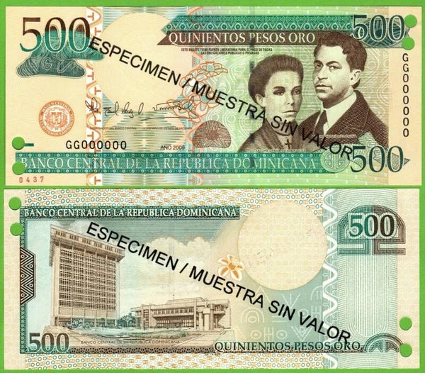 Republica Dominicana 500 pesos 2010, P-179s  Especimen