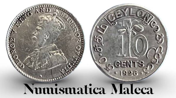Ceylon 10 Cents 1926 Km104a Plata