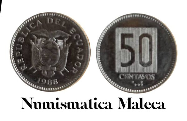 Ecuador 50 Centavos 1988, Km90 Vf