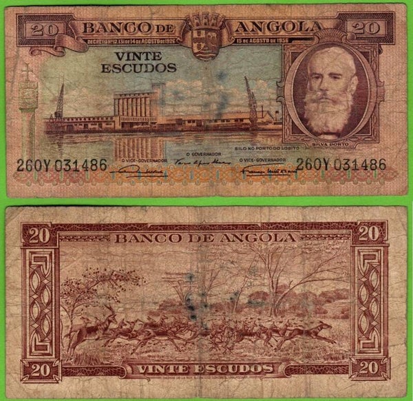 Angola 20 Escudos 1956, P-87a.2 Circ