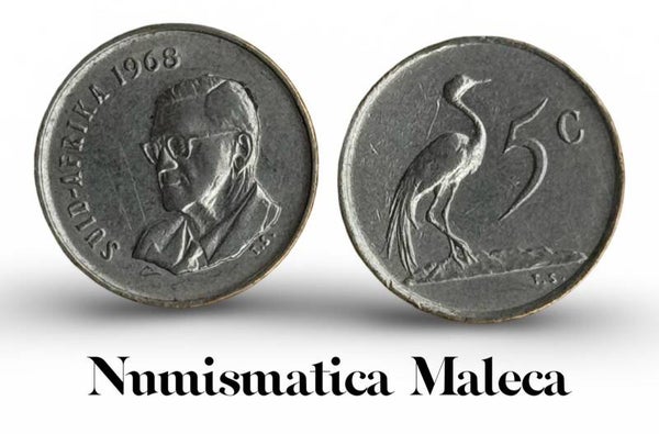South Africa 5 Cents 1968, Km76.2 VF
