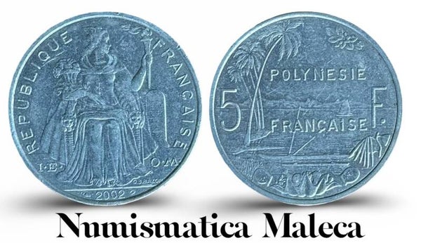 Polinesia Francesa 5 Francs 2002 Km12 XF