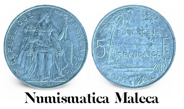 Polinesia Francesa 5 Francs 2003 Km12 XF