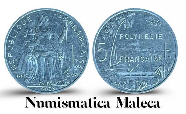 Polinesia Francesa 5 Francs 2003 Km12 XF