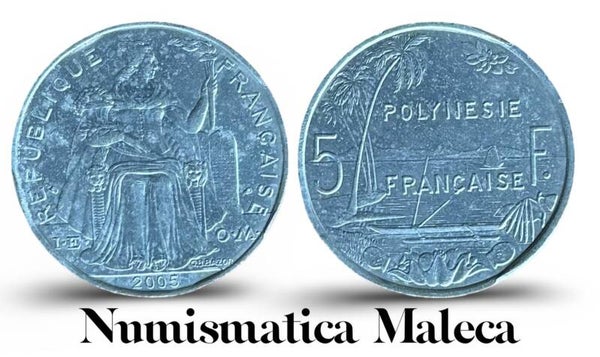 Polinesia Francesa 5 Francs 2005 Km12 XF
