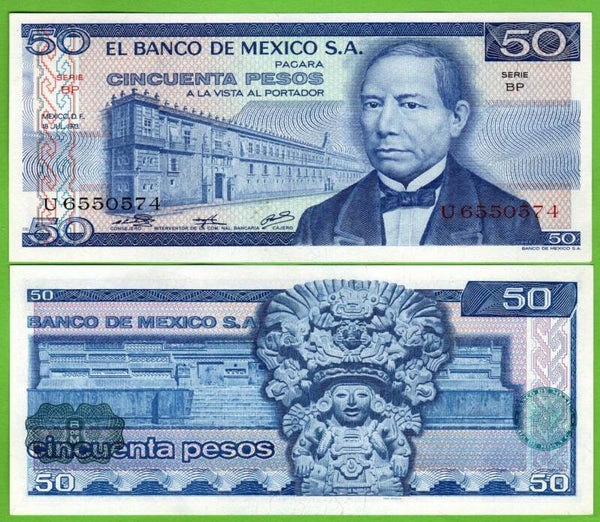 Mexico 50 Pesos 1973, P-65a.BP PRefix-BP Unc