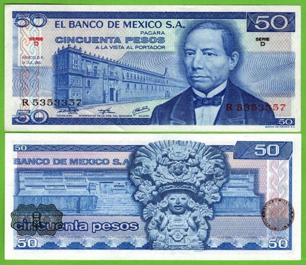 Mexico 50 Pesos 1973, P-65a.D PRefix-D Unc