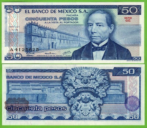 Mexico 50 Pesos 1978, P-67a.GE  Prefix-GE Unc