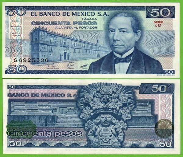 Mexico 50 Pesos 1981, P-73a.JD Prefix-JD Unc