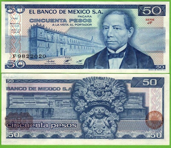 Mexico 50 Pesos 1981, P-73a.JF Prefix-JF Unc