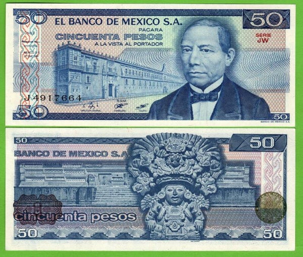 Mexico 50 Pesos 1981, P-73a.JW Prefix-JW Unc