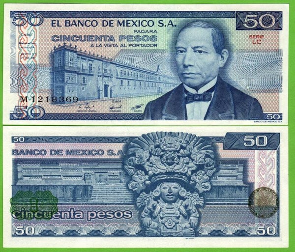 Mexico 50 Pesos 1981, P-73a.LC Prefix-LC Unc