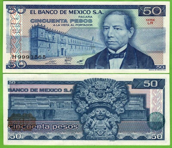 Mexico 50 Pesos 1981, P-73a.LR Prefix-LR Unc