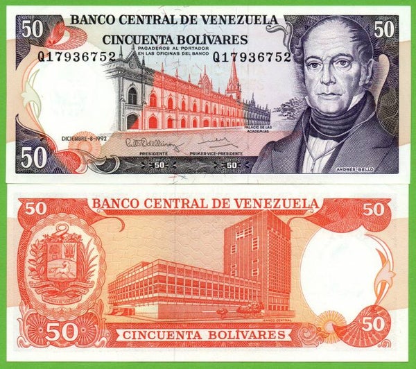 Venezuela 50 Bolivares 1992, P-65 Q-Prefix Unc