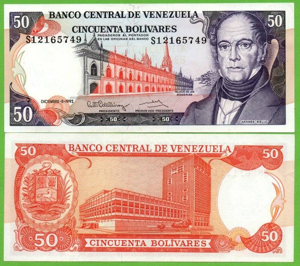 Venezuela 50 Bolivares 1992, P-65 S-Prefix Unc
