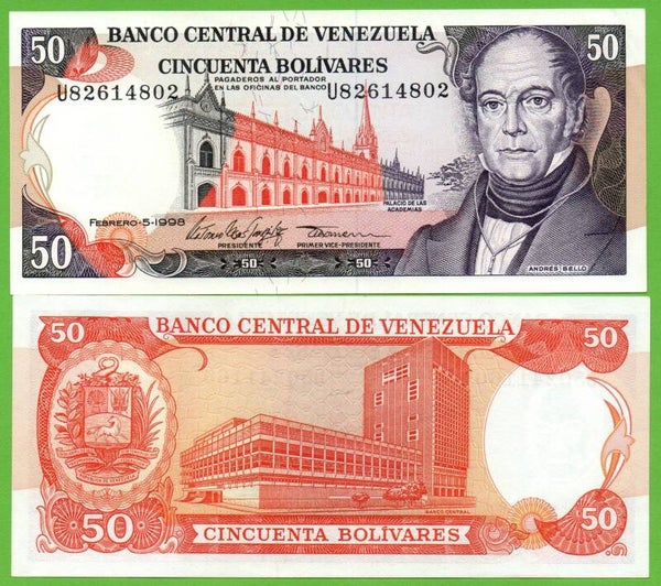 Venezuela 50 Bolivares 1998, P-65F, U-Prefix Unc