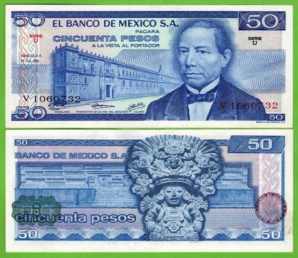 Mexico 50 Pesos 1973, P-65a.U Prefix-U Unc