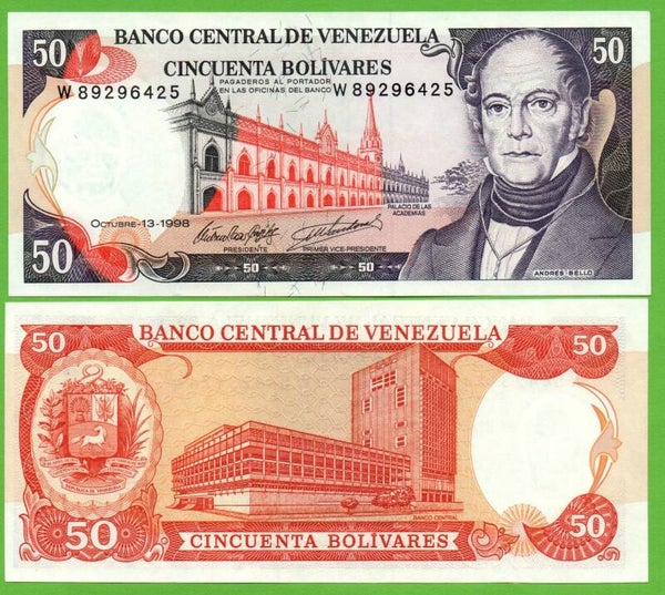 Venezuela 50 Bolivares 1998, P-65F, W-Prefix Unc