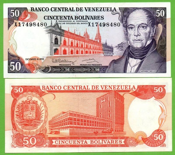 Venezuela 50 Bolivares 1992, P-65 X-Prefix Unc