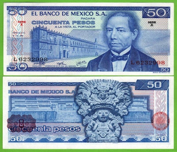 Mexico 50 Pesos 1973, P-65a.X Prefix-X Unc