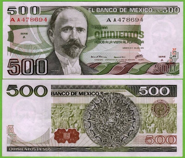 Mexico 500 Pesos 1979, P-69a.A Prefix-A XF